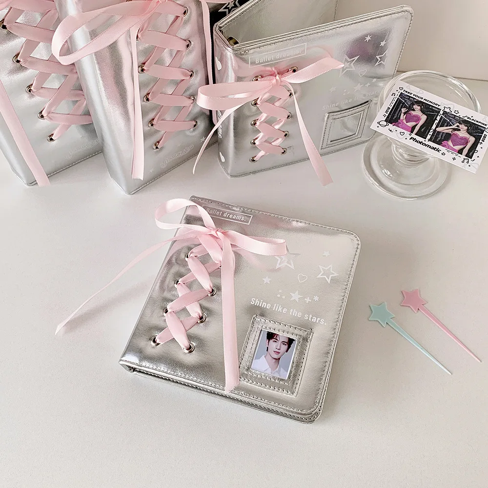 Elegant Ballet Bow Silver DIY Binder Photocard Album and Stationery Cover