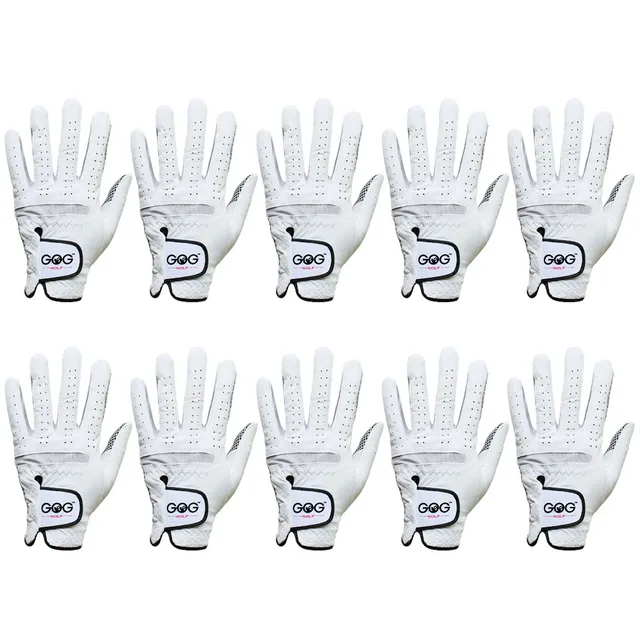 Golf Gloves For Men 10 Pcs Worn On Left Hand  Leather Non Slip Breathable Durable White Golf Branded Gloves Wholesale 3