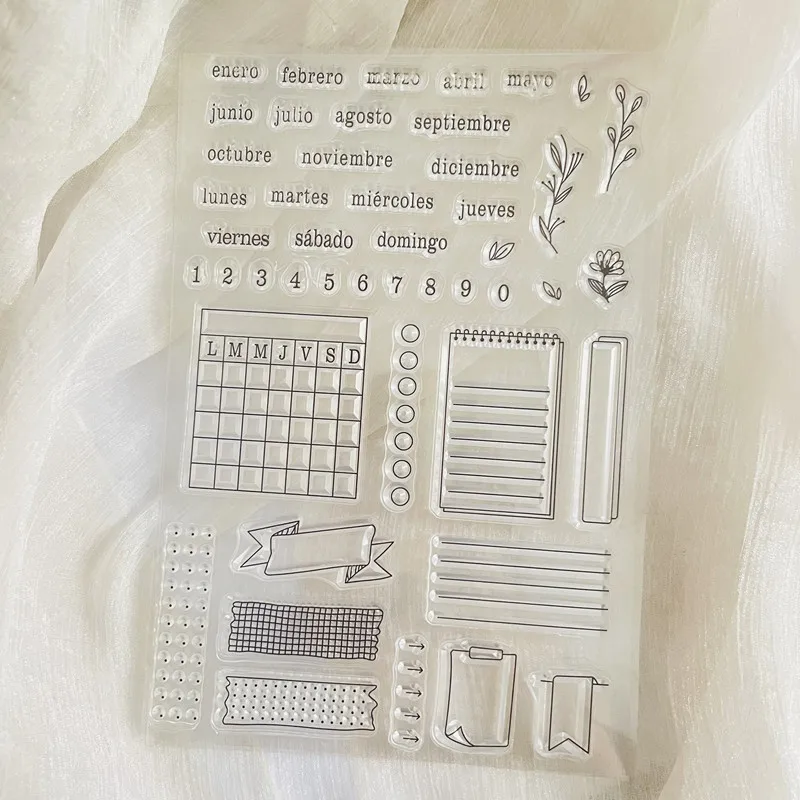 Spanish Word Planner Week Calendar Clear Stamp Transparent Silicone Stamp Seal Sheet For Scrapbooking Photo Album Decoration