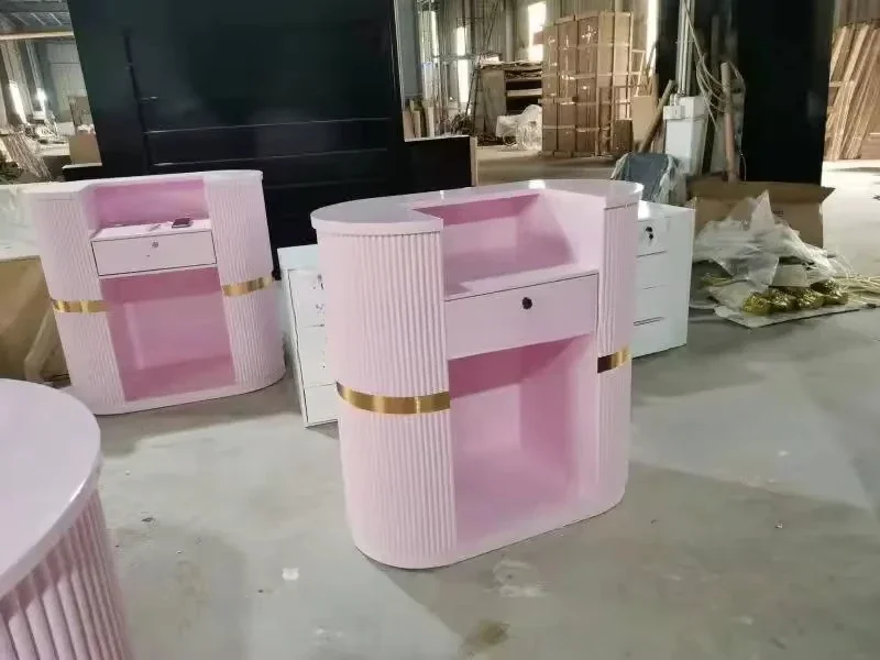 Cashier Reception Desk Durable Counter Hot Pink or White for Beauty Salon Barbershop Use