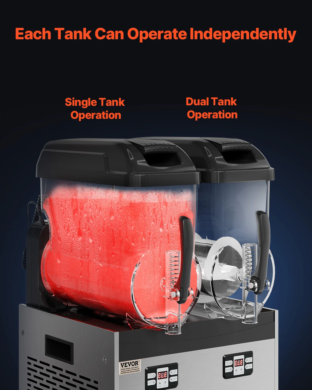 VEVOR Commercial Slushy Machine, 12Lx2 Double Tank Frozen Drink Machine, Stainless Steel Margarita Smoothie Frozen Drink Maker 5