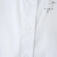 UNIZERA 2024 Summer New Women's Fashion Style Polo Collar Long Sleeves Asymmetric Hem Flower and Jewelry Decorative Shirt 4