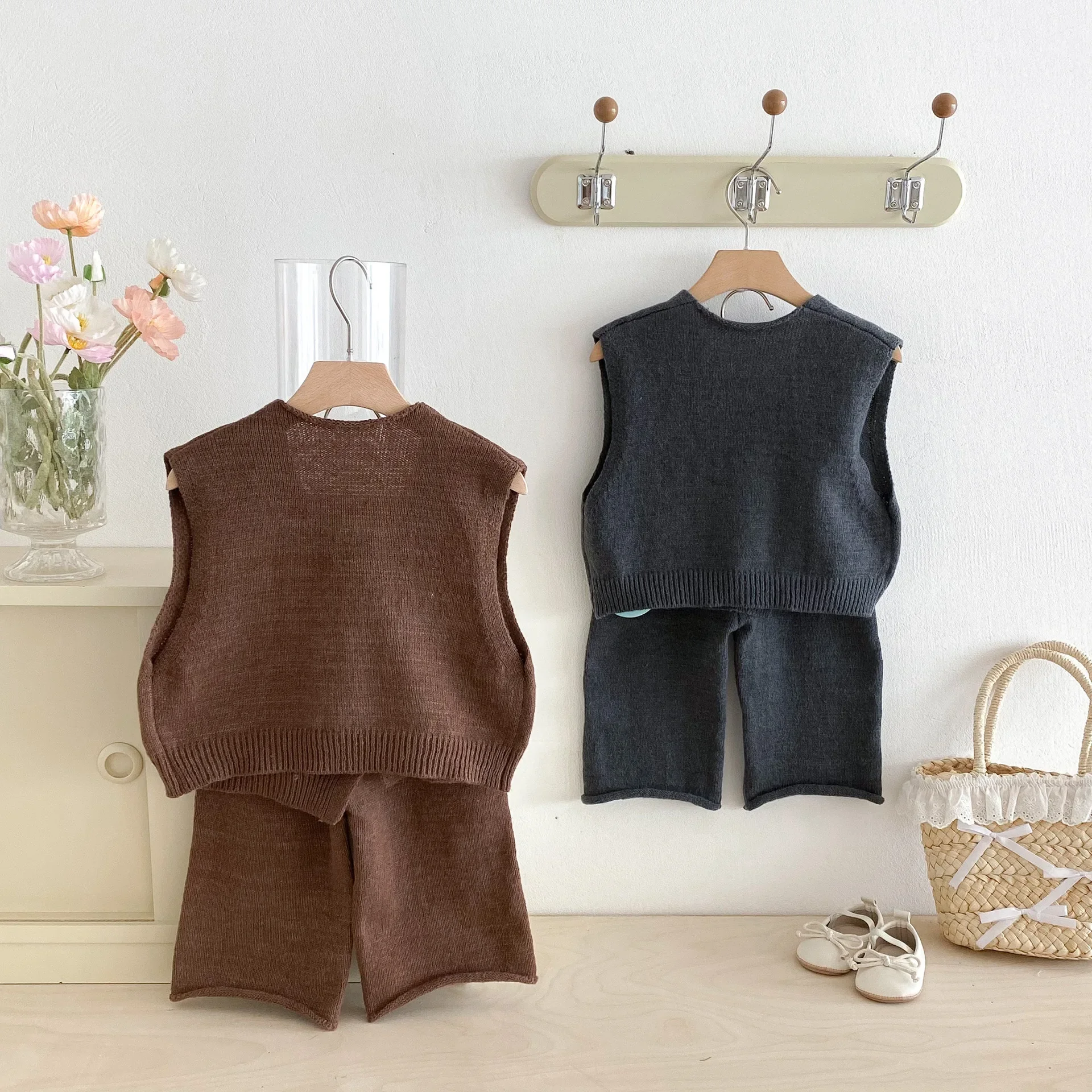 Kids Knit Vest and Pants Set Autumn Clothing