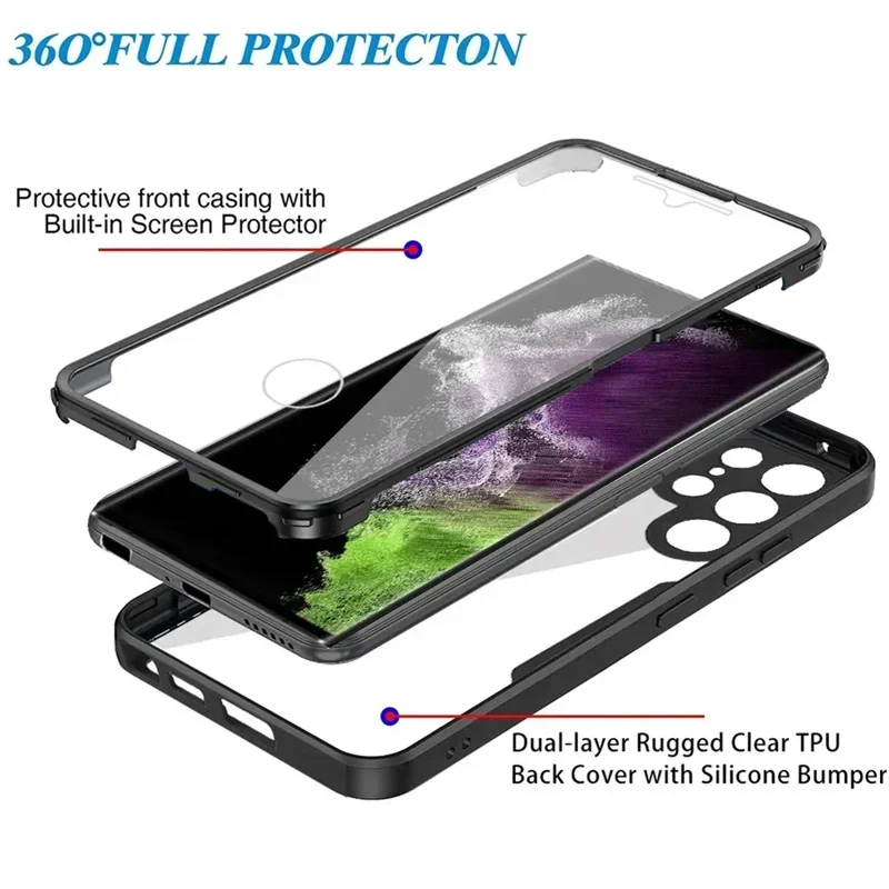 360 Helkroppsskal Fram- och Bakskal för Samsung Galaxy S24 S23 S22 S21 20 FE Ultra Plus Stötsäkert Skal för Samsung S24 Ultra Skal_voghion.com