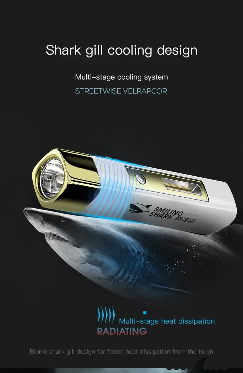 Smiling Shark 617A LED Multifunction Flashlight USB Torchlight Price in