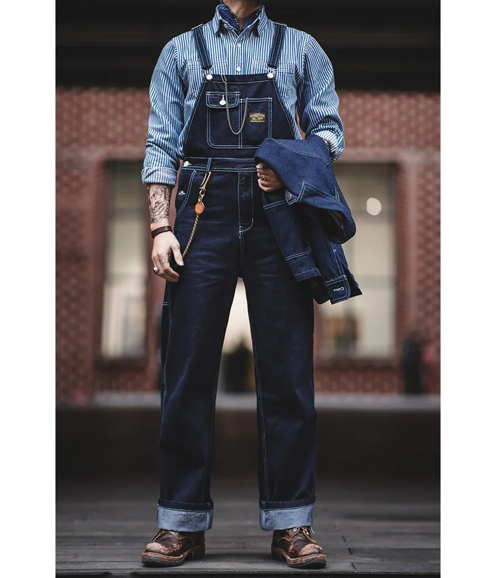 

Firmranch Men/Women Denim Jeans For Men Retro Primary Overalls Amekaji Suspenders American Vintage Style Homme Original