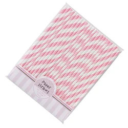 Set of 30 Eco - Friendly Pink and White Striped Paper Straws - Perfect for Parties and Everyday Use (Pink)