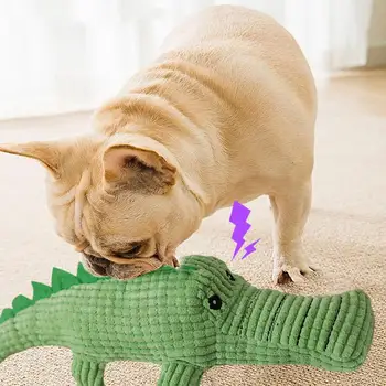 Dog Squeaky Toys Plush Biting Toys For Puppies Wear-Resistant And Bite-Resistant Alligator Toy Relieves Teething Discomfort 3