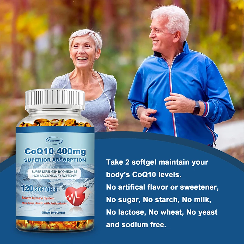 CoQ10 Capsules 400mg-Supports Energy Production Heart Cardiovascular Health Promotes Blood Circulation Antioxidant coq10 capsules