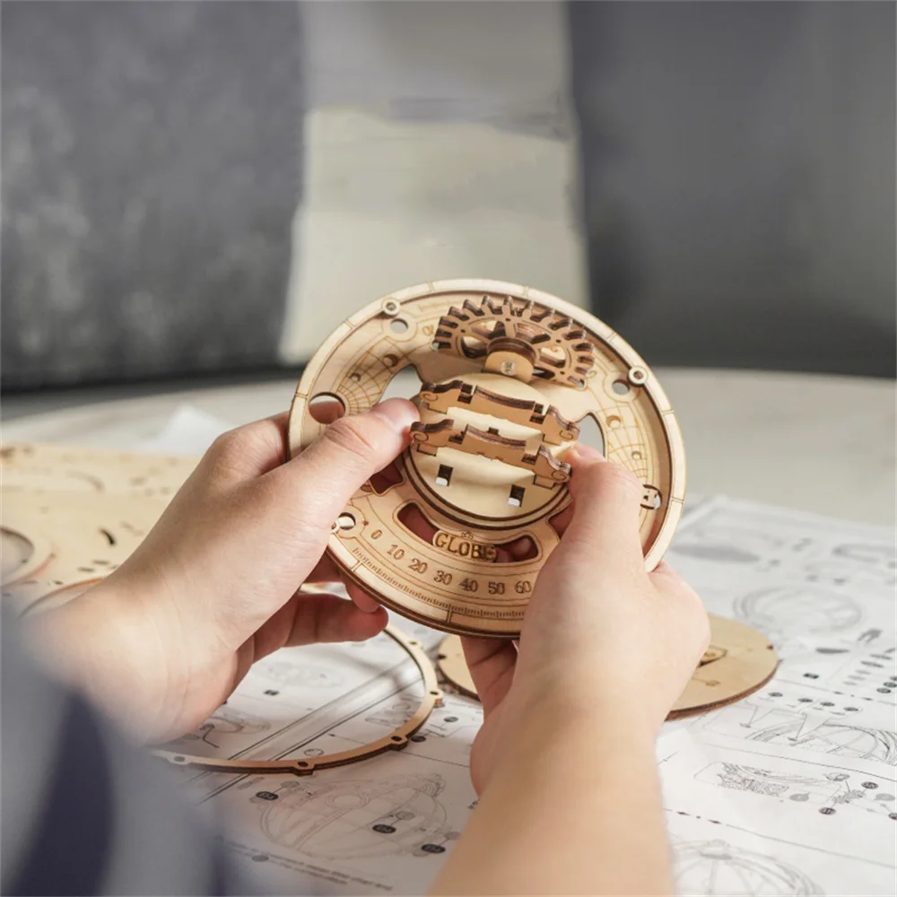 Wooden Globe Lamp 3D Puzzle Games for Birthday Gift for Kids Adults for Home Decor Building Blocks 3D 4