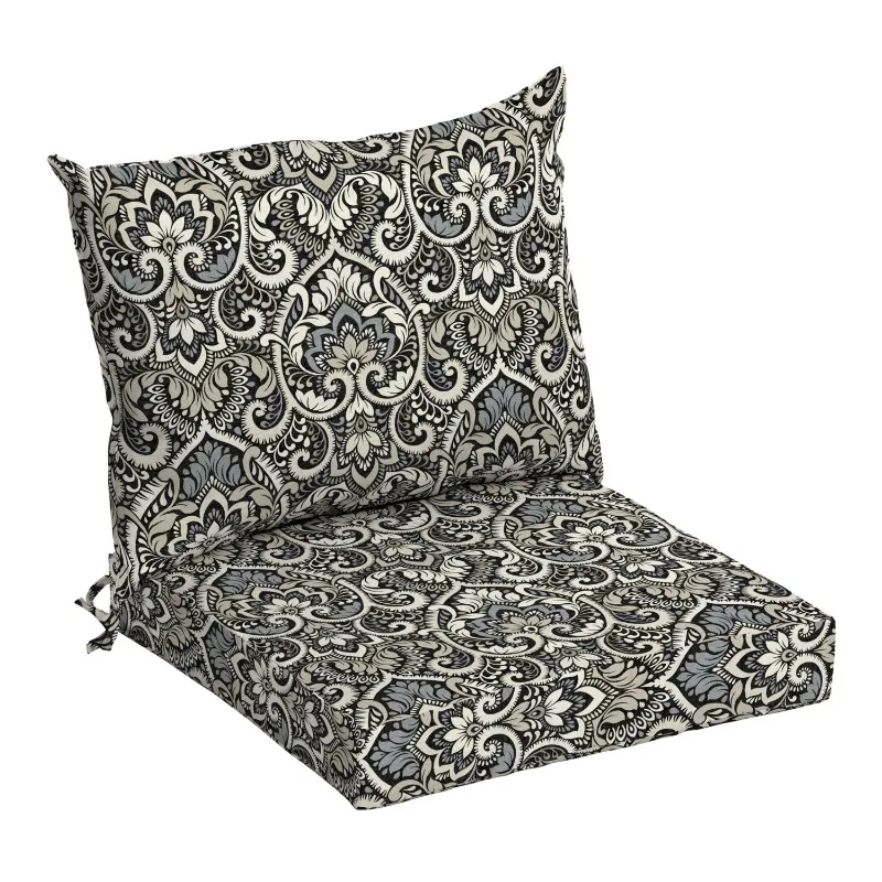 

Arden Selections Outdoor Dining Chair Cushion Set 21 x 21, Black Aurora Damask floor chair