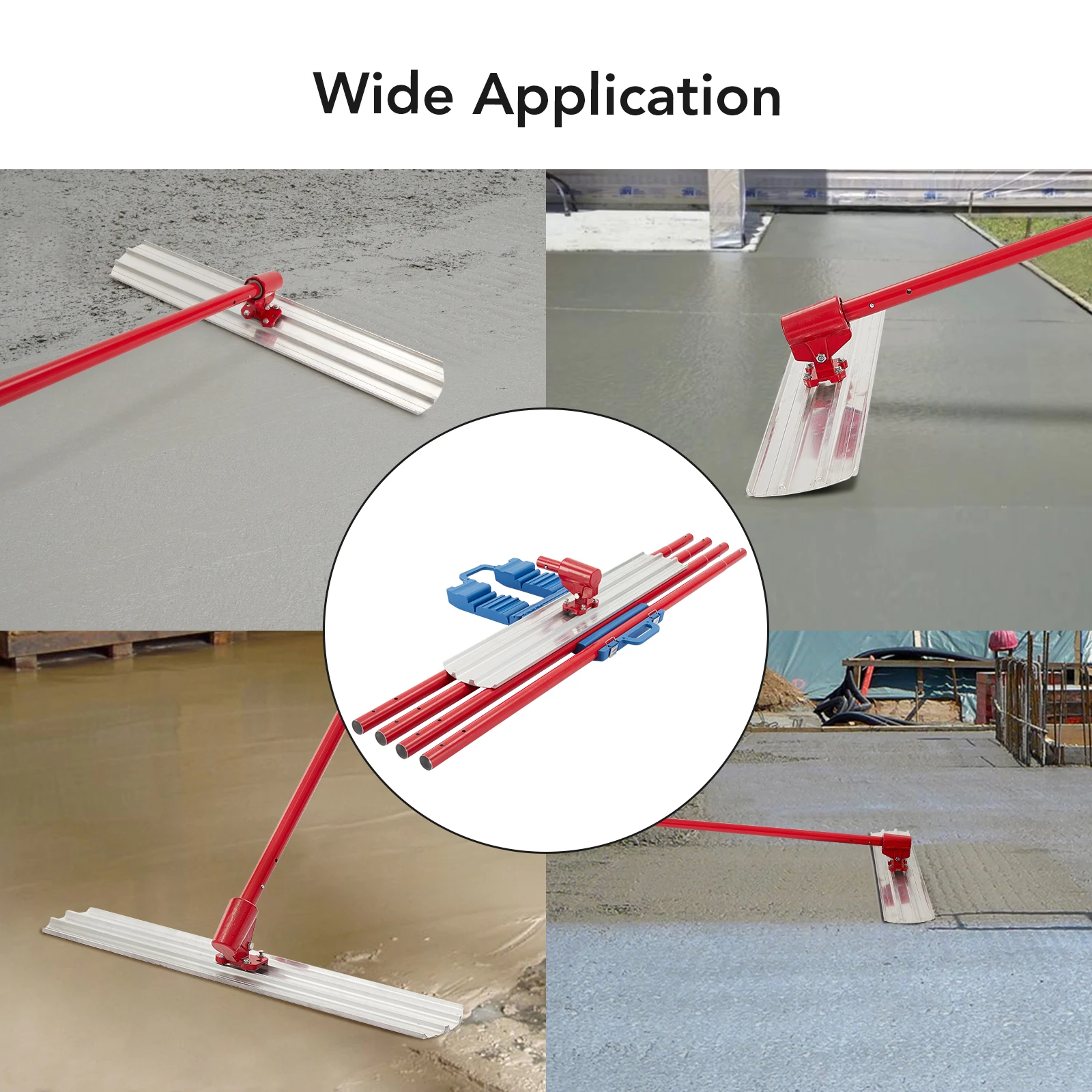 Bull Float Magnesium Concrete Float, 48 x 8" Round End Concrete Float Tool Cement Tool, Concrete Kit Bull Float with 4 Float 3