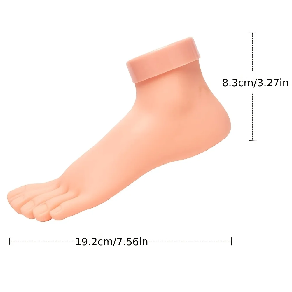 네일샵 전용 연습용 인조 발, 유연하고 움직이는 부드러운 실리콘 인조 발톱 연습 도구 (살색)