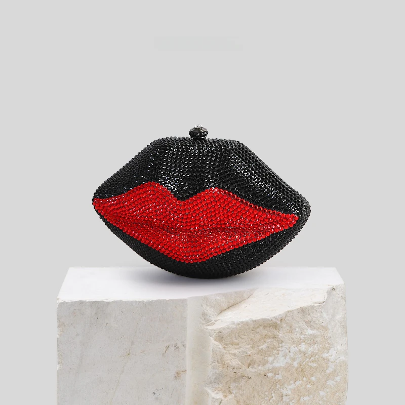 

Индивидуальный оригинальный дизайн абразивный инструмент разработка уникальный ручной работы просверленные красные губы форма мини ручная сумка для женщин