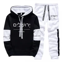 Mens Tracksuit Print Casual Sweatshirts Sportswear Outdoors Sports Jogging Mens Clothing Single Piece Hoodie Pants Autumn Winter
