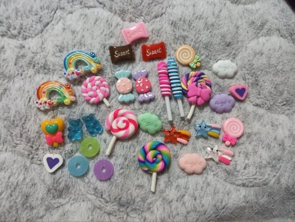  DUFEIMOY Rainbow 50Pcs 3D Lollipop Nail Charms, Resin