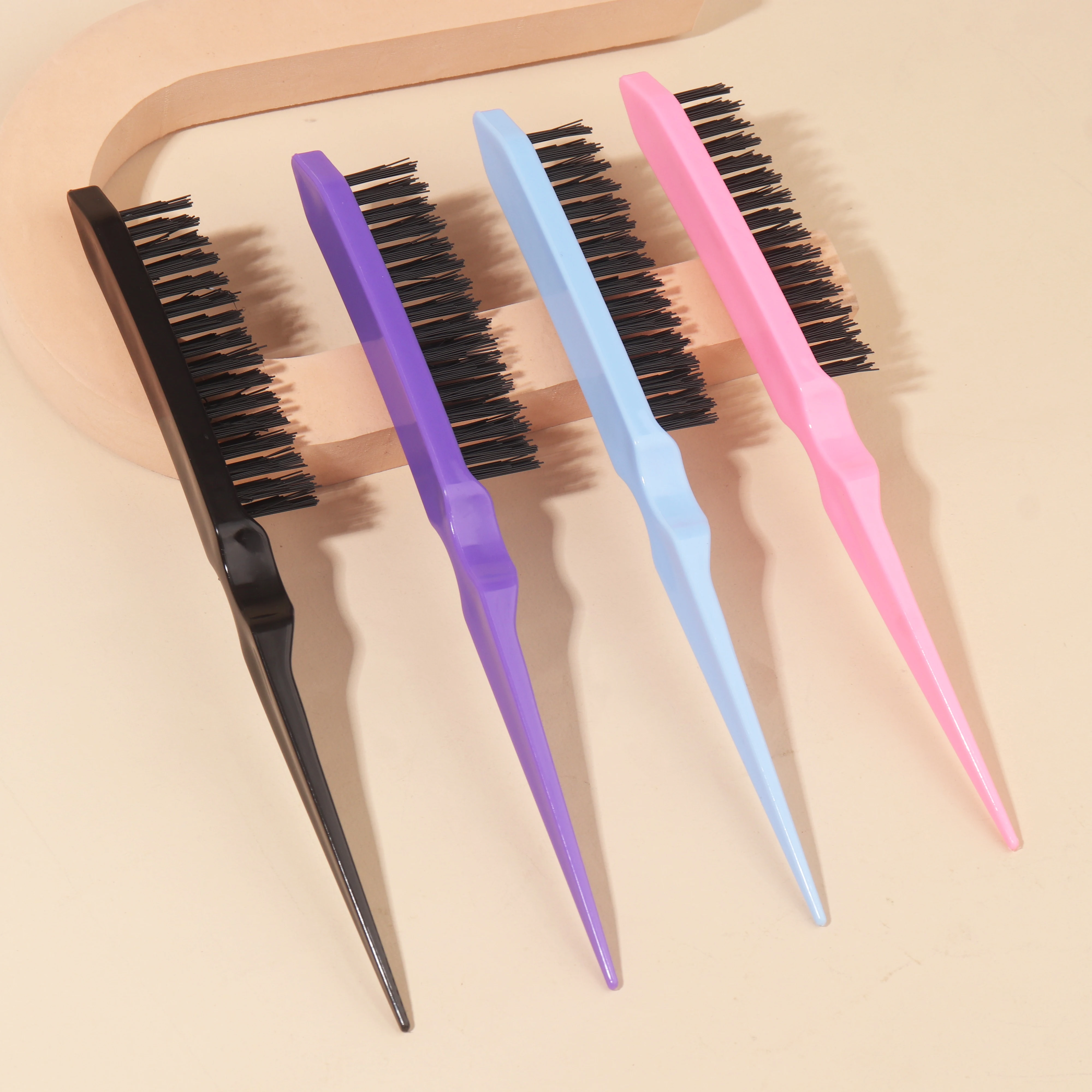 1pcs Hair Teasing Brush, Salon Back Combing Brush Rat Tail Teasing Hair Brush Nylon for Back Combing Styling Tool 3