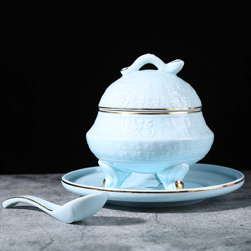 

180ml Chinese Stew Cup Blessing Word Ceramic Soup Stew Bowl Creative Vintage Dessert Bowls Master Bird's Nest Cups Decoration