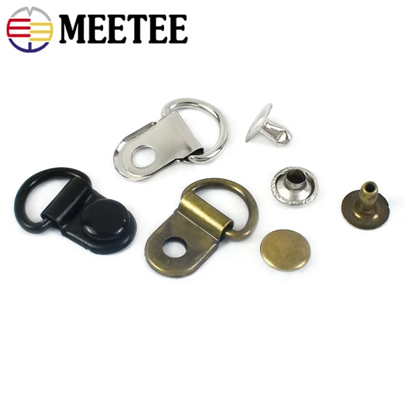 5/10/20 세트 9*14mm 금속 D 링 버클 네일 나사 Carabiner 신발 백 스트랩 가죽 벨트 걸쇠 스냅 후크 공예 봉제 액세서리