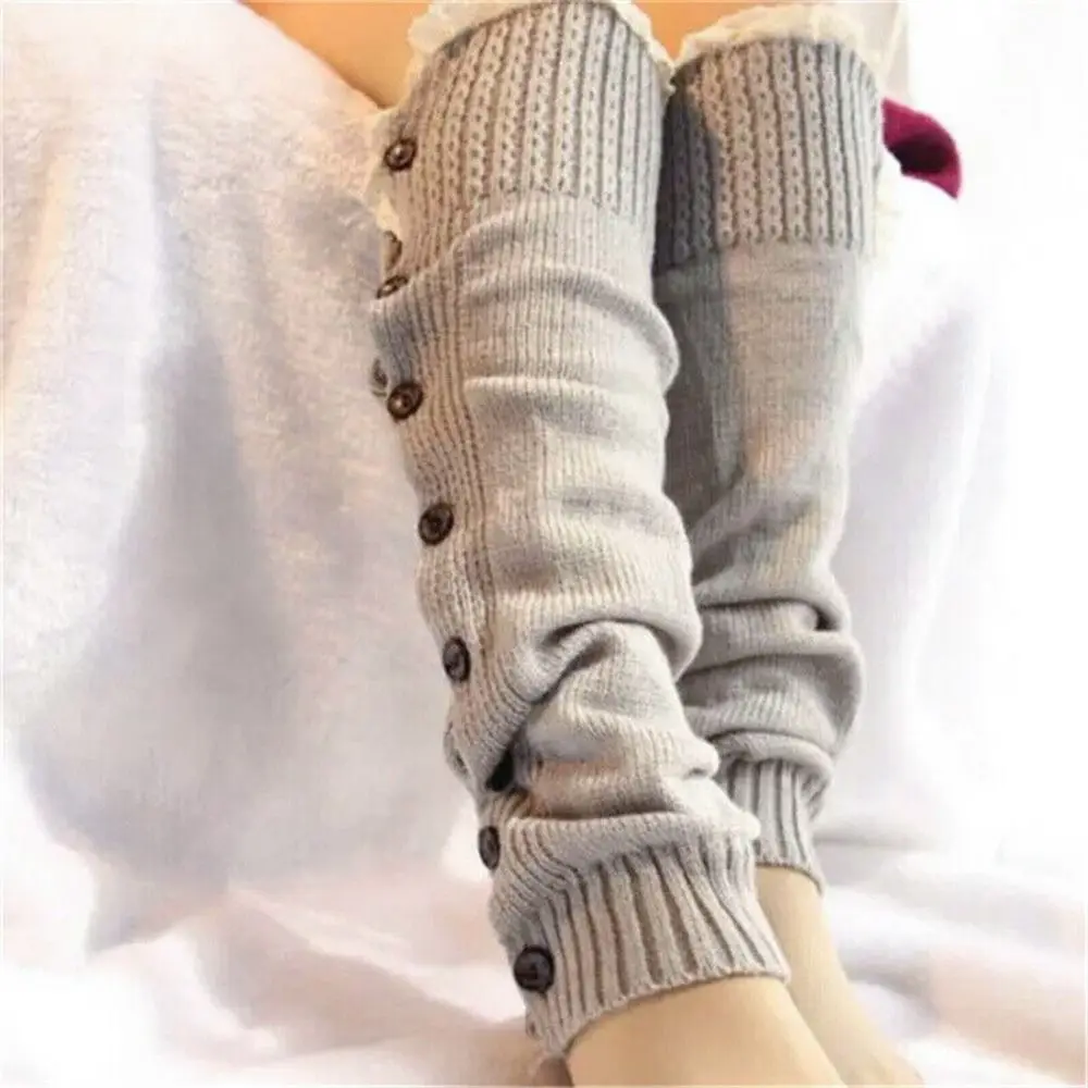 Quality Knitted Ankle Warmers Boot Winter Leg Warm Elastic Lace Knee High Long Foot Covers Soft Warmer Socks_voghion.com