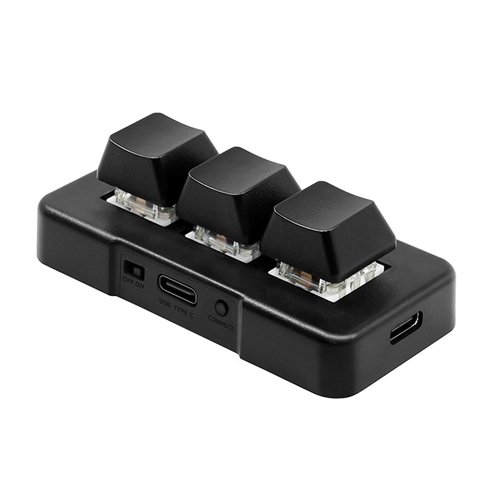 MK321-Pro 3키 미니 맞춤형 키보드, 기계식 블루 스위치 USB+2.4G+BT 연결, 사무실 게임 멀티미디어용, 화이트