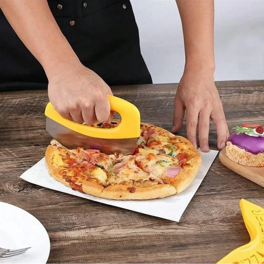 Pizza Cutter With Cover Stainless Steel Pizza Slicing Food Chopper Herb Cheese Knife Cutter Ring For Precise Baking