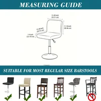 1/4pcs Water Resistant Leaf Texture Jacquard Stretch Bar Stool Chair Cover Spandex Washable Soft Short Back Chair Covers 2