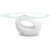 Contemporary Glass Coffee Table for Living Room, Oval Glass Table Set, Tempered Glass Top & Glossy Solid Base for Stora 2