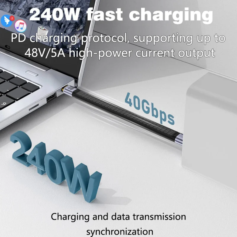 USB4  ̺ ȣȯ Ʈ 3/4, 40Gbps USB C CŸ ª ̺,  15  ƽ SSD ͸, 240W, 8K 60Hz