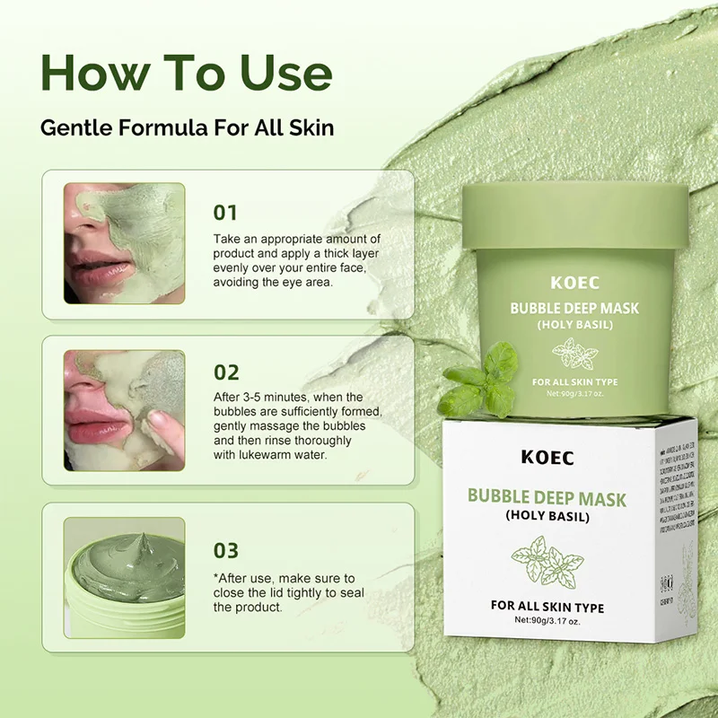 Description Picture 5 of itemKorean Bubble Deep Mask Cleansing Pore Blackhead Removal Clay Bubble Wash-off Pack Holy Basil Exfoliating Foaming Facial Mask