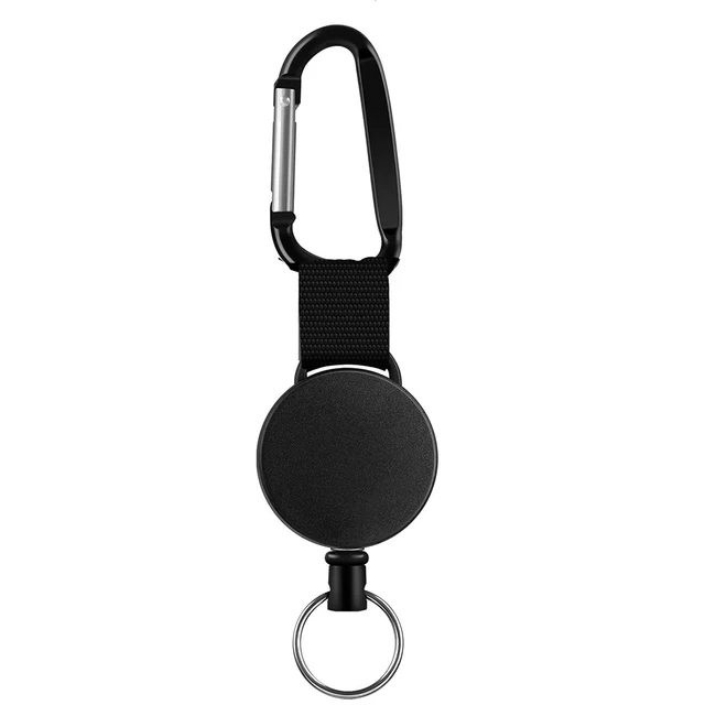 3 In 1 Retractable Badge Steel Wire Cord Pull Key Ring Portable Bottle Opener Hexagonal Wrench Carabiner Car Key Chain EDC Tool B