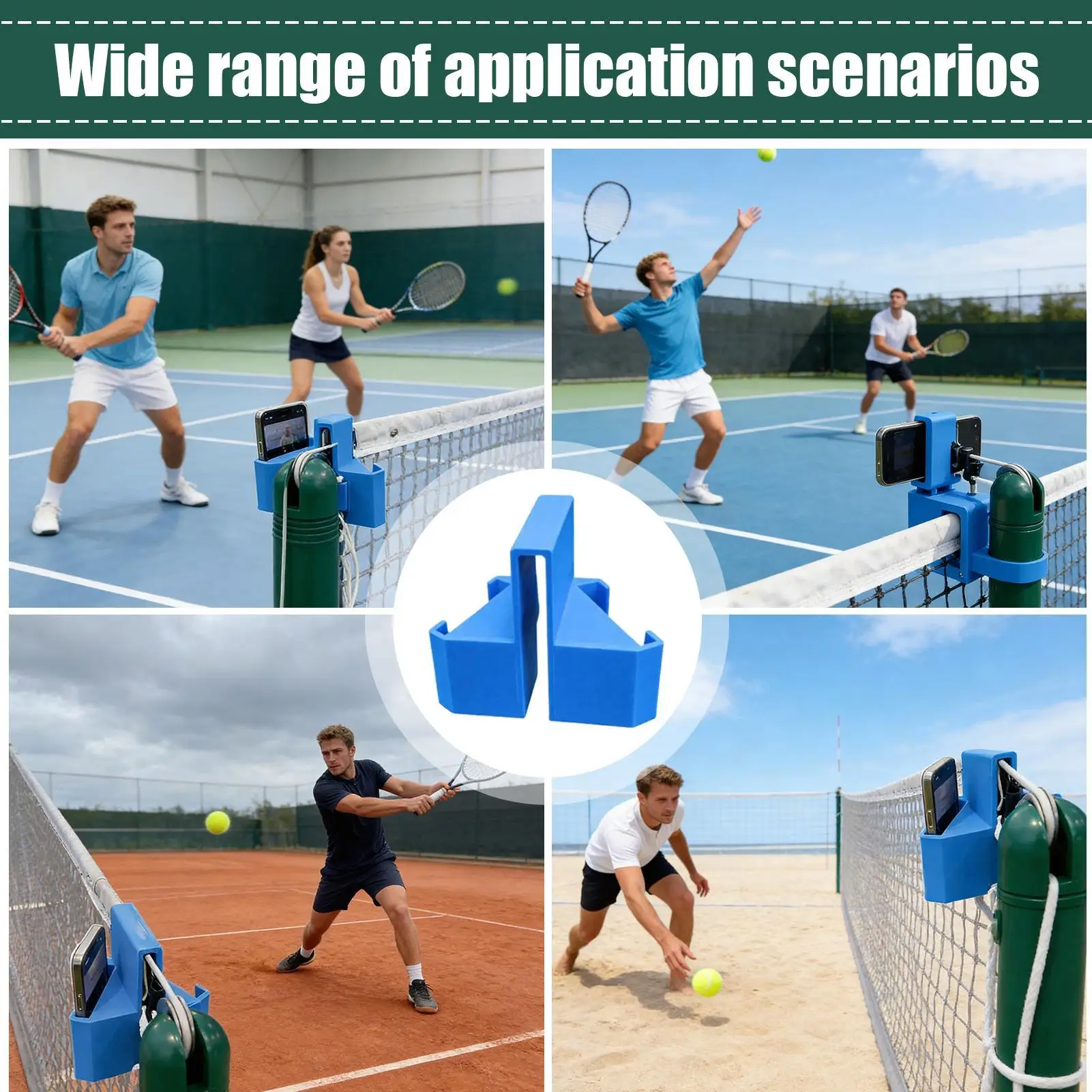 테니스 펜스 폰 마운트 3D 프린팅 휴대용 카메라 홀더 클램프 (라이브 스트리밍, 스포츠 코칭, 배구, 배드민턴 경기장용)