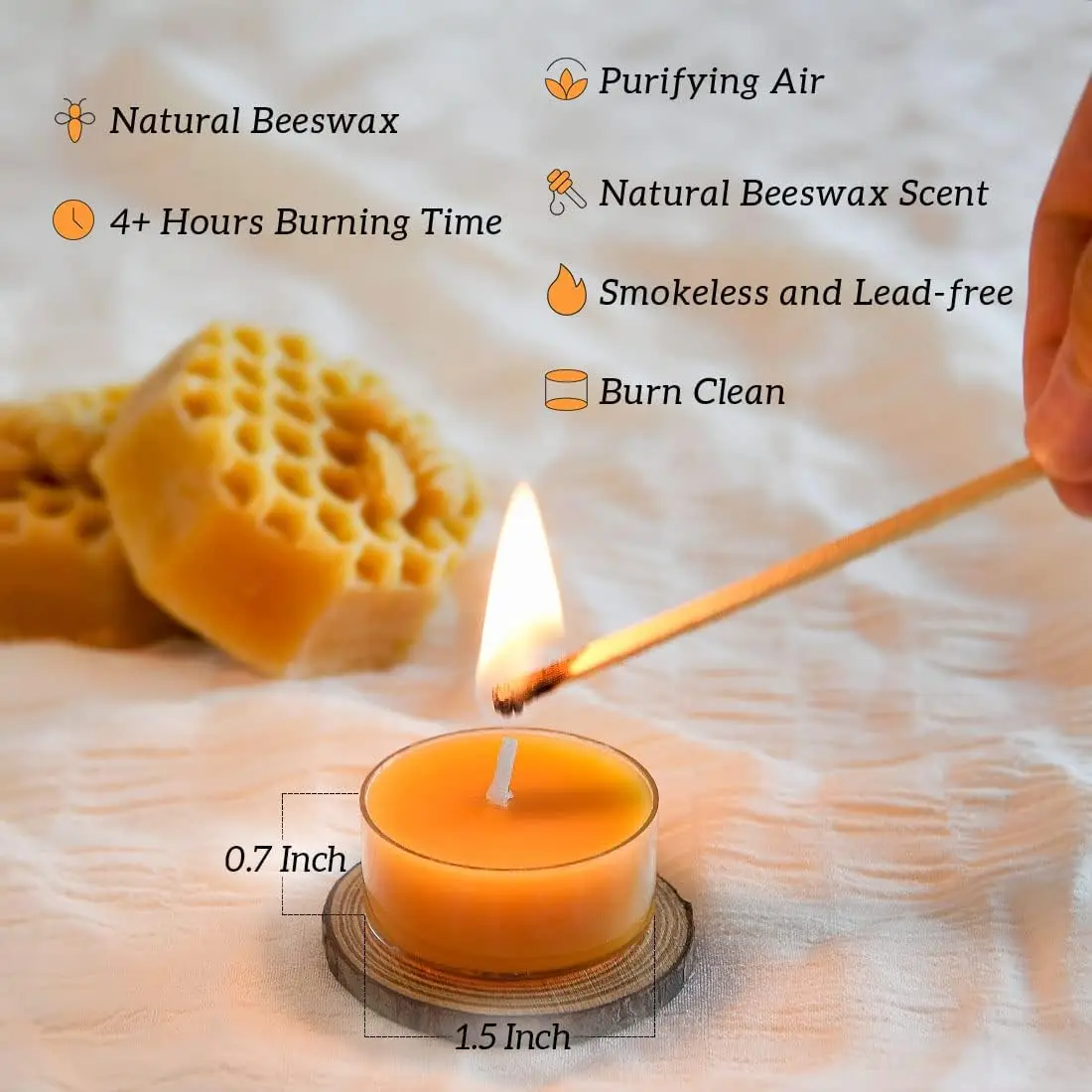 12/24/48PCS Beeswax Tealight Candles Smokeless Honey Scented Bee Wax Candle Home Handmade Tea Candles Beeswax Votive Candles images - 6