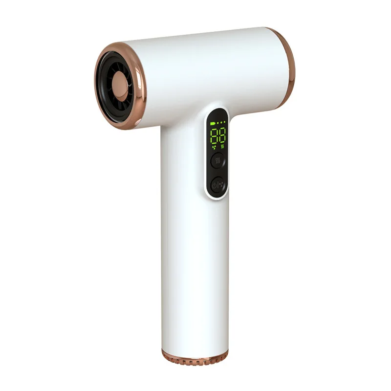 Portable Wireless Hair Dryer USB Charging Display Screen Hair Dryers for Dormitory/Travel Strong Wind Low Noise 3 Gears