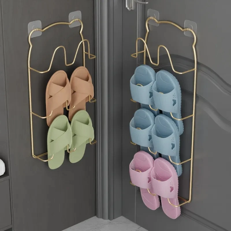 Metal Iron Art Shoe Hanger Indoor Restroom Bathroom Hanging Slippers Drain Drying Rack Household Storage Tools Organizer Shelf
