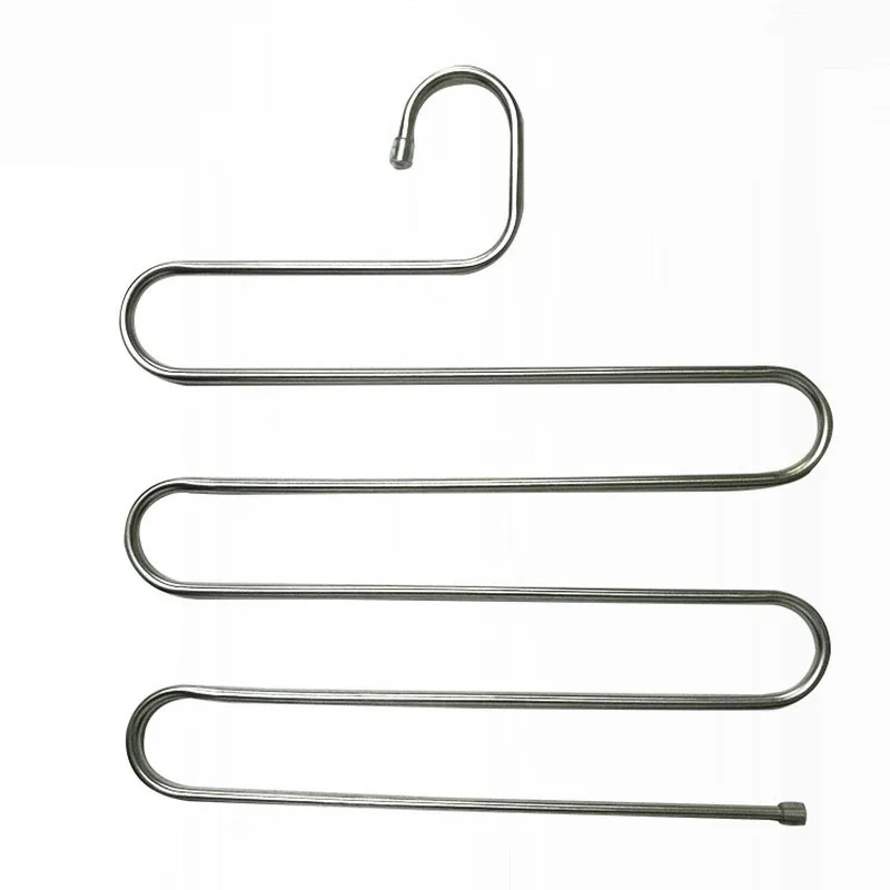 5 layers Stainless Steel Clothes Hangers S Shape Pants Storage Hangers Clothes Storage Rack Multilayer Storage Cloth Hanger images - 6