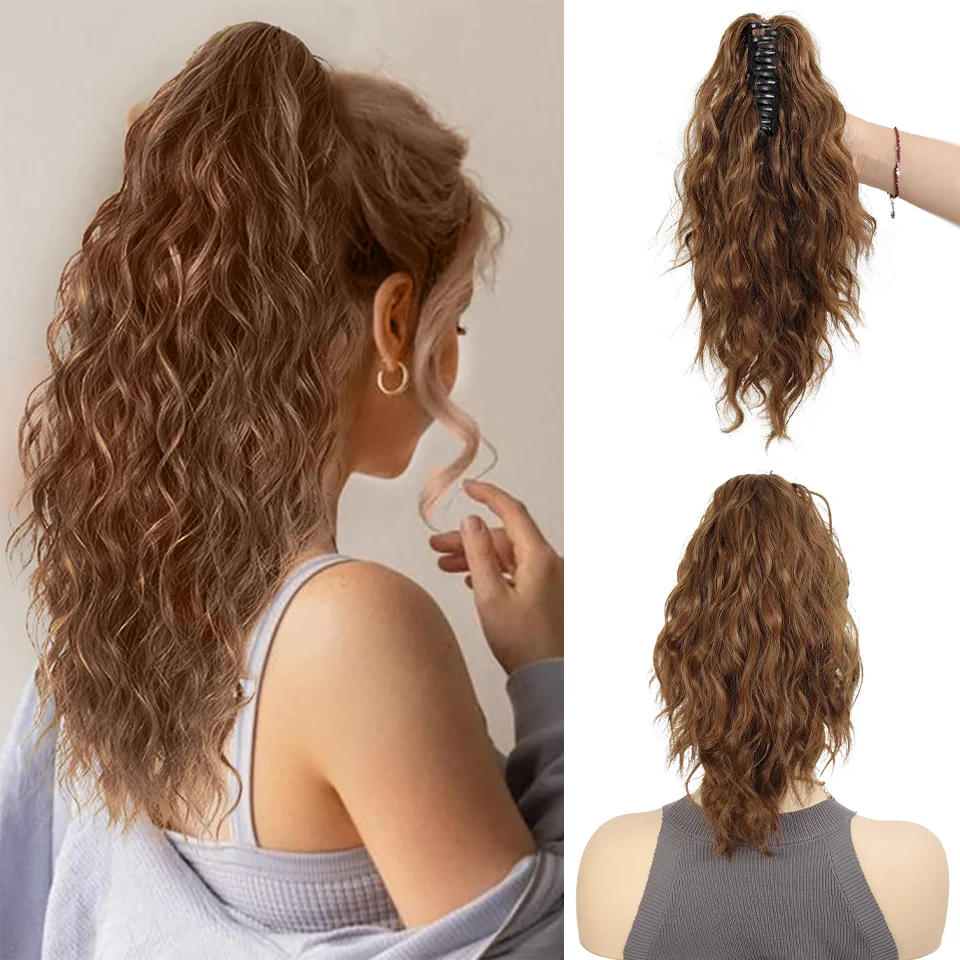 LUPU 35,6 cm langer, synthetischer, lockiger Clip-in-Pferdeschwanz, modisch, für den täglichen Gebrauch, hitzebeständig, elegant, für Halloween, Feiertage – Detail 2