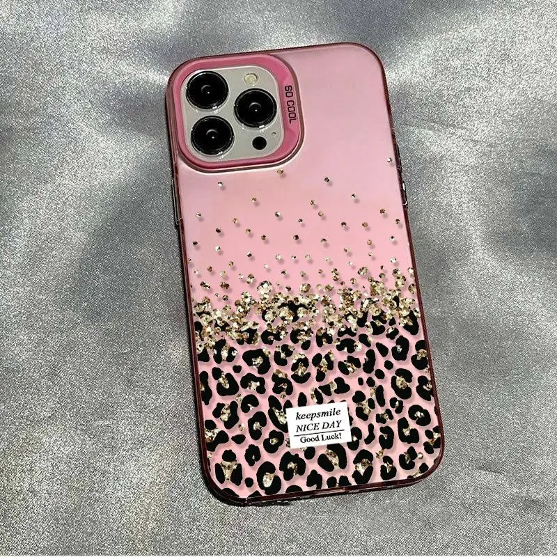 Golden Particle Leopard Phone Case - Elegant and Durable Cover