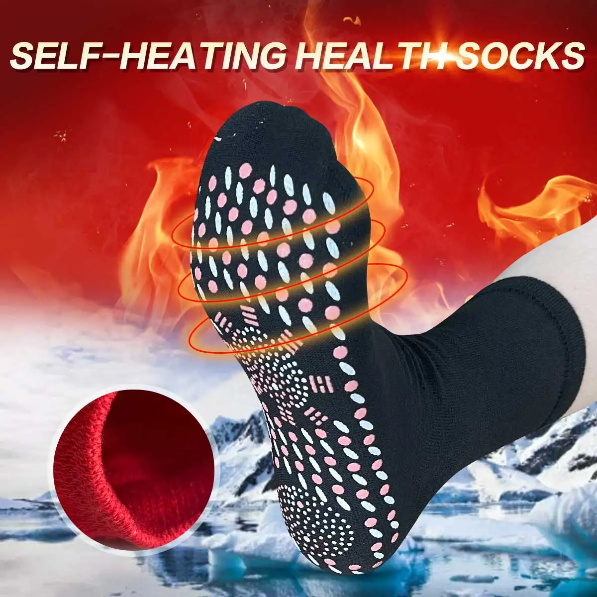 Self-heating Socks Men Women Health Warming Fever Sock Non-slip Dot Foot Massage Magnetic Therapy Relieve Tired Winter 1/2/4Pair thermal socks