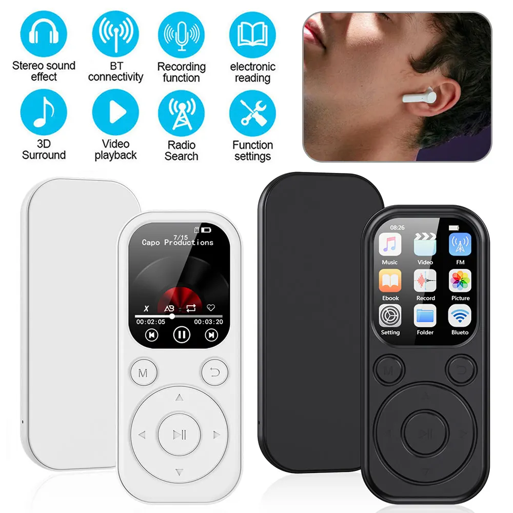 2 Inch MP3 MP4 Player HiFi Lossless Music Player BT5.4 Student Walkman MP3 FM Radio/E-book Sports Running Walking Music