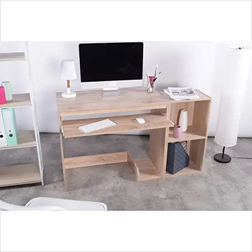 Description Picture 6 of itemLatop Study Table Workstation Home Office Wood Shelving computer desk, Beech L shape desk Office desk with shelf Desk l shape Wh