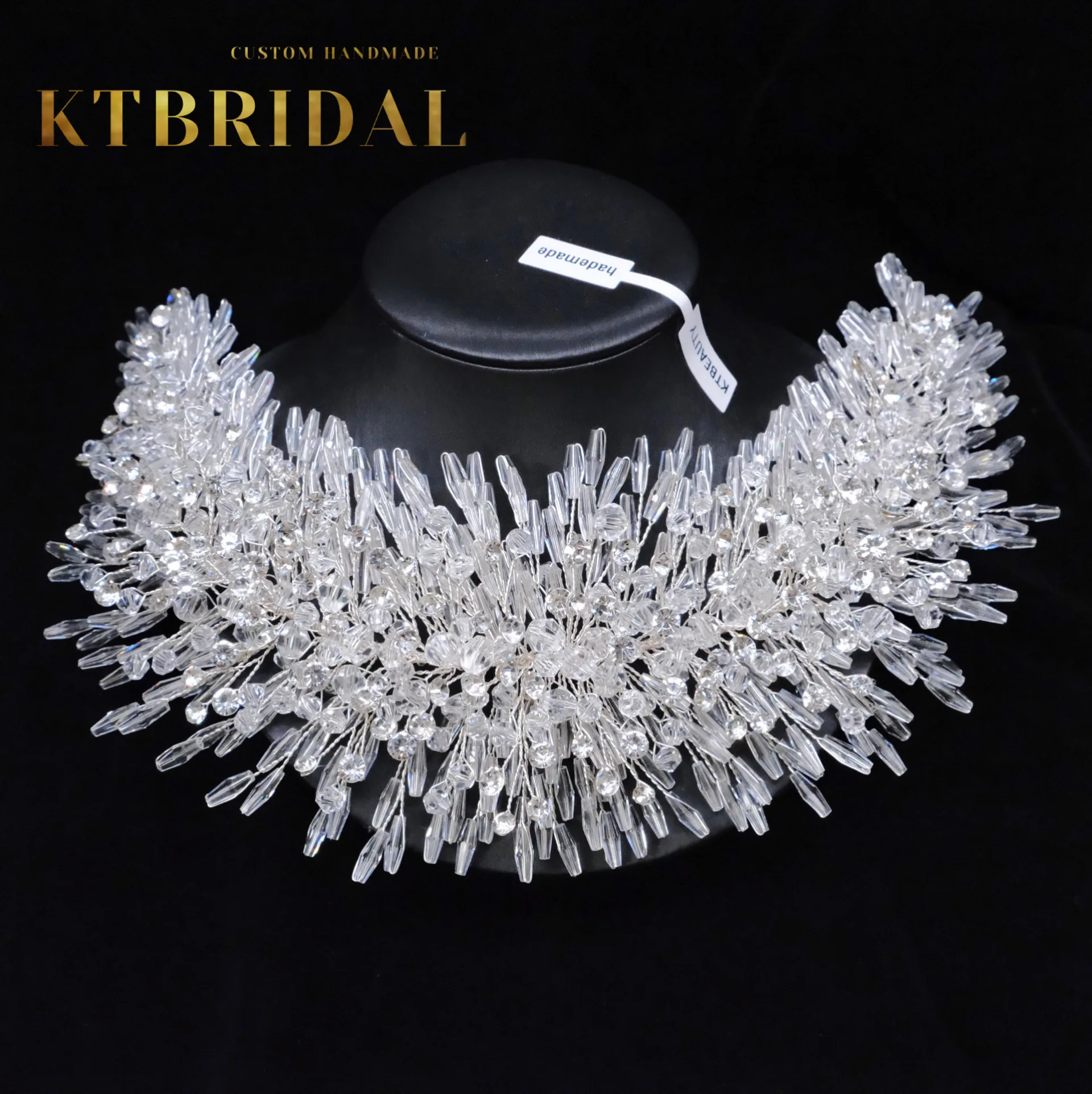 신제품 KTBRIDAL 티아라 크라운 수제 신부 헤드 피스, 크리스탈 진주 패션 쥬얼리 여성 선물 웨딩 액세서리