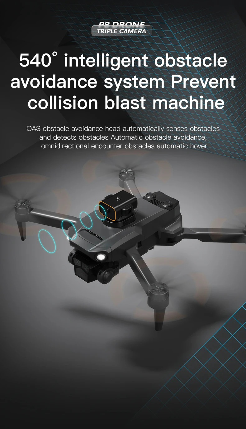 Lenovo-Drone professionnel P8 Pro 8K, caméra double HD 8K, moteur sans balais 5G, quadrirotor pliable, jouets cadeaux, 5000m