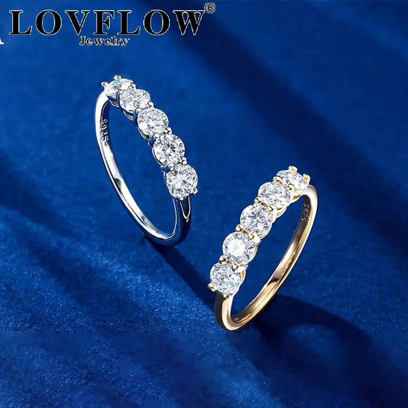 

5 Stone Moissanite Rings For Women 3.75MM D Color VVS1 Diamond Anniversary Rings S925 Sterling Silver Wedding Band For Gifts