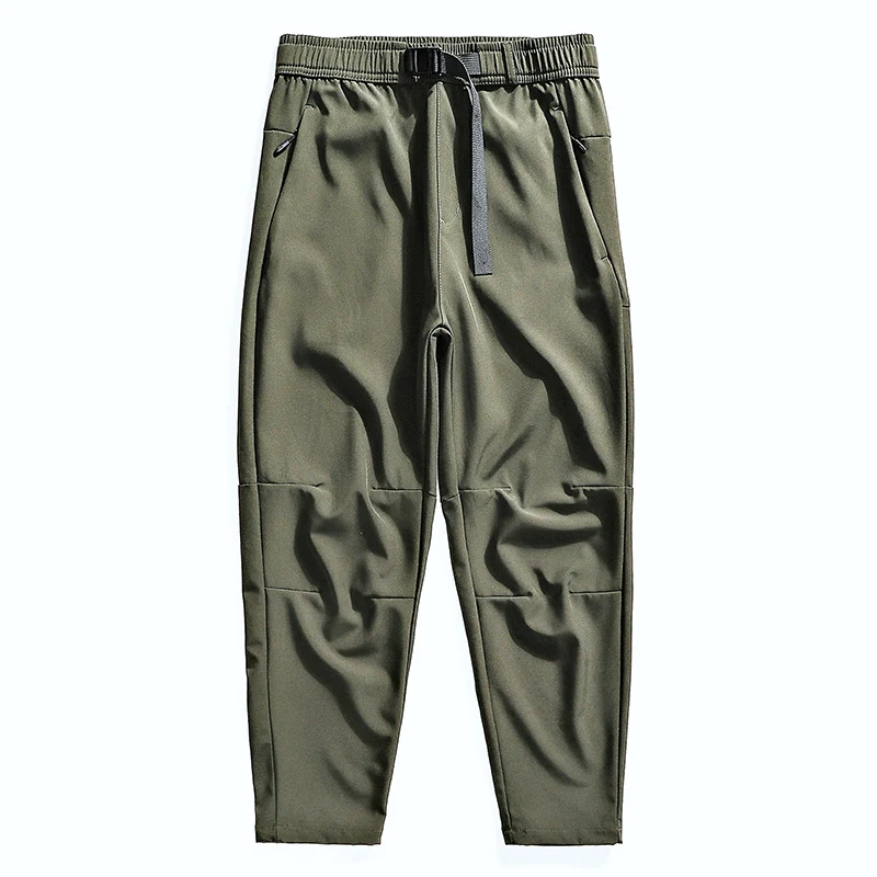 Fashion Elastic Sashes Pockets Solid Color Casual Pants Men's Clothing 2024 Spring Autumn Loose Korean High Waist Cargo Pants