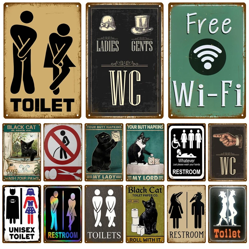 Man Lady Funny Wc Sign Metal Poster Toilet Plate Targa In Latta Ktv Bar Bbq Shop Bagno Wall Decor Murale Home Vintage Photo Pub