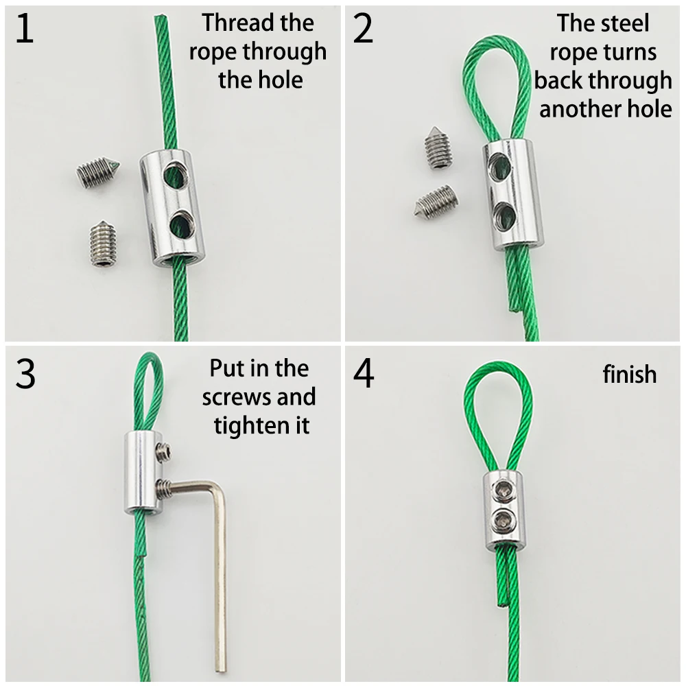 4PCS Adjustable 2mm 3mm Multi-Color PVC Stainless Steel Wire Rope Cable Fastener Kit For Hanging Pictures Bonsai Swings Cameras