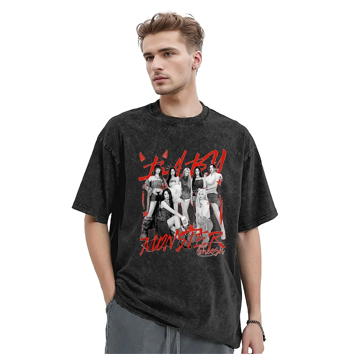 Babymonster-男性用半袖シュミッシュTシャツ、ビーチ音楽
