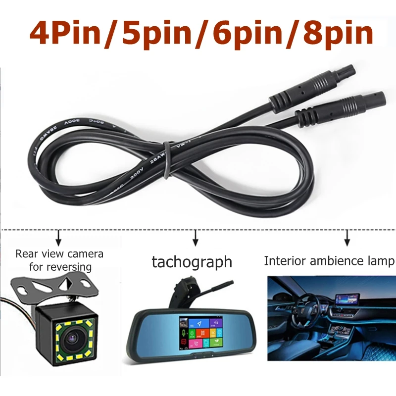 4pin 5pin 6pin 8pin Male to Female 코드 자동차 DVR 카메라 연장 커넥터 케이블, HD 모니터 차량 후면보기 카메라 와이어 1m 5m