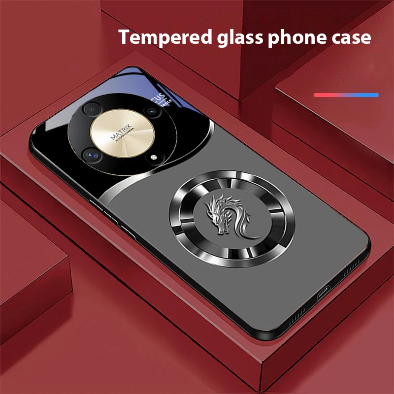 Circle Chinese Loong Tempered Glass Phone Case
